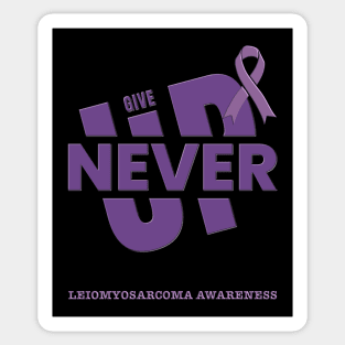 Never Give Up - Purple Ribbon Leiomyosarcoma Awareness Sticker